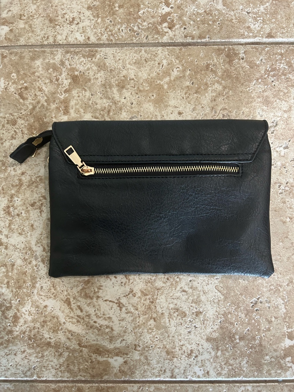 Black Leather Women’s Clutch with Gold Hardware - Picture 6 of 6